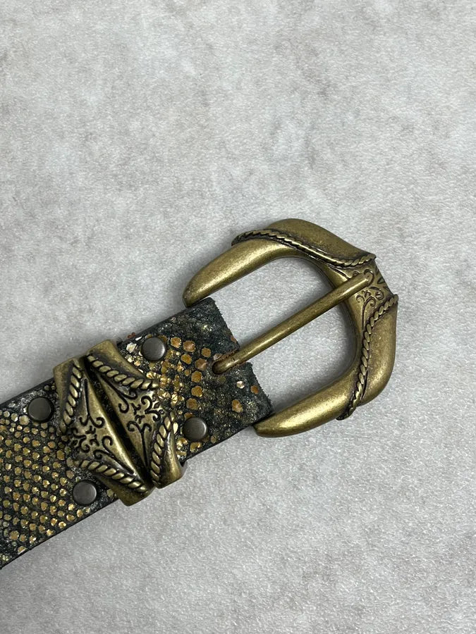2000s Nanni Embellished Metal Python Effect Leather Belt FlNHFGI 4