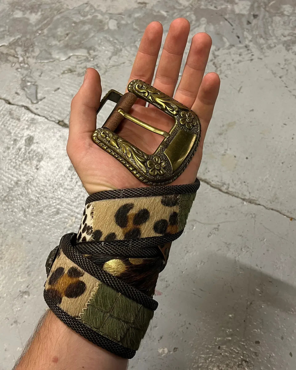 2000s Nanni Hyrbid Animal Leather Metal Belt JXNlfSY 1
