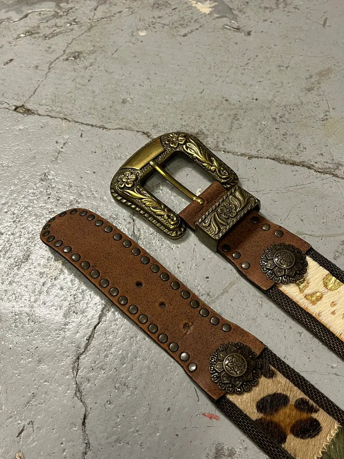 2000s Nanni Hyrbid Animal Leather Metal Belt JXNlfSY 3