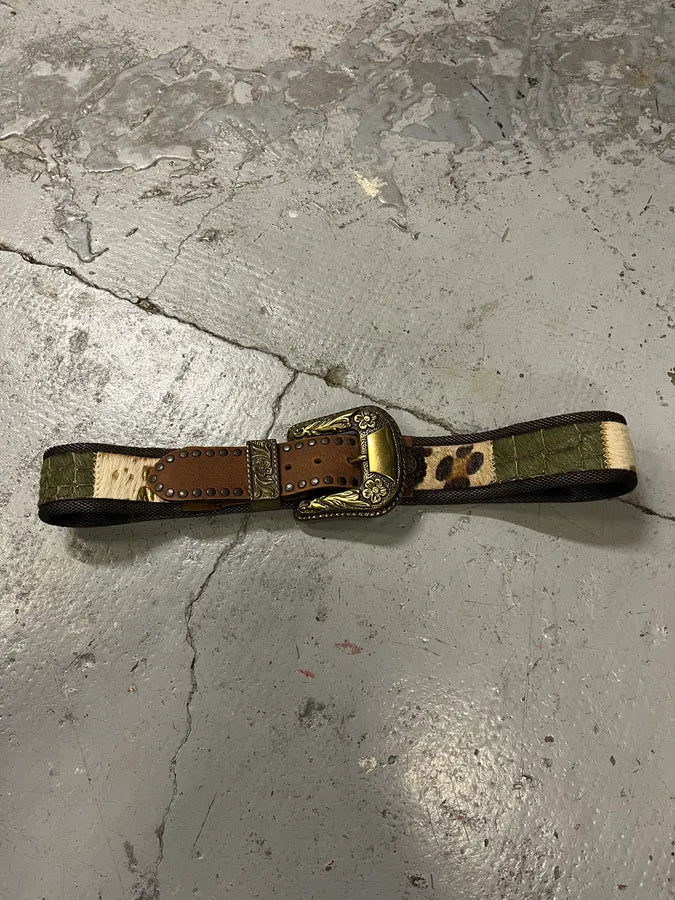 2000s Nanni Hyrbid Animal Leather Metal Belt JXNlfSY 4