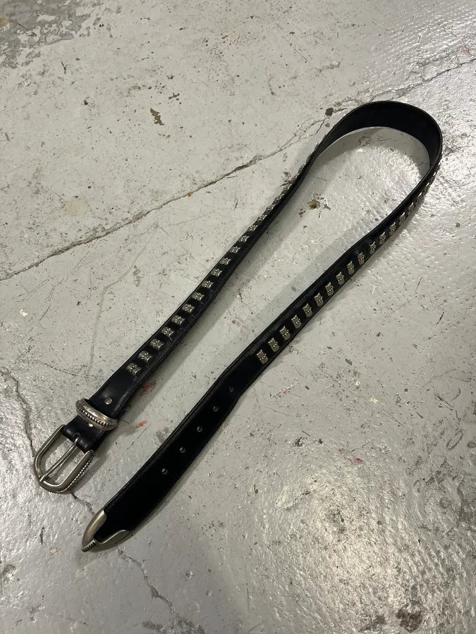 2000s Nanni Metal Bullet Black Leather Belt gpETajT 3