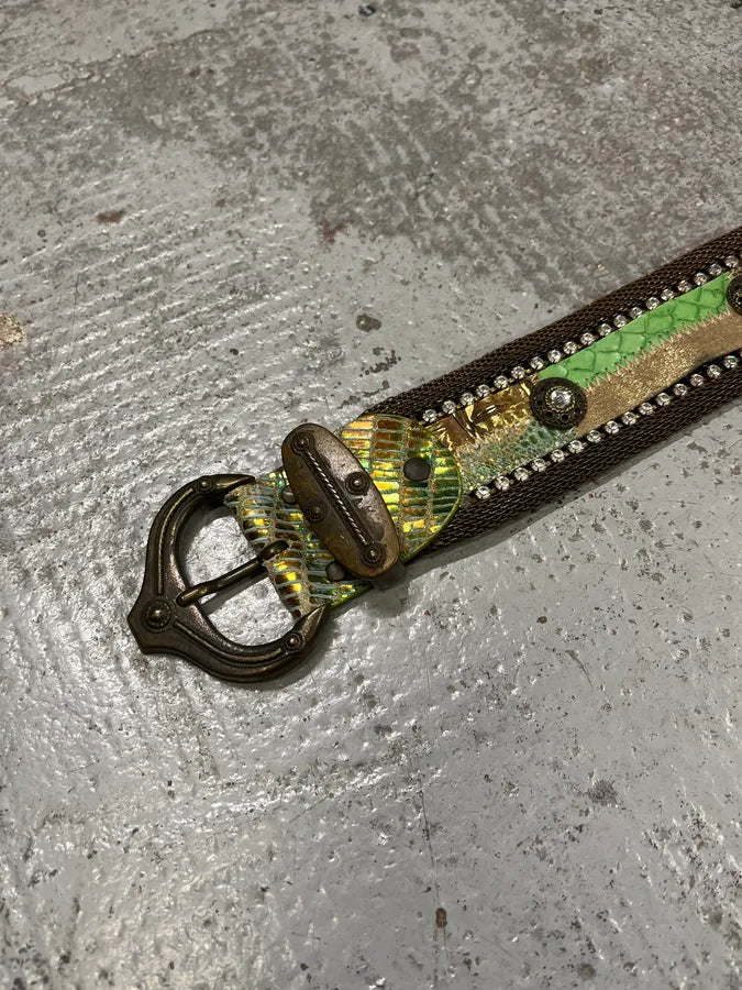 2000s Nanni Metal Green Python Effect Embellished Belt FWhogML 3
