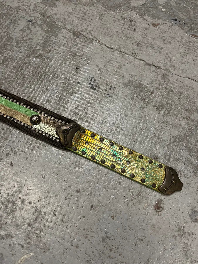 2000s Nanni Metal Green Python Effect Embellished Belt FWhogML 4