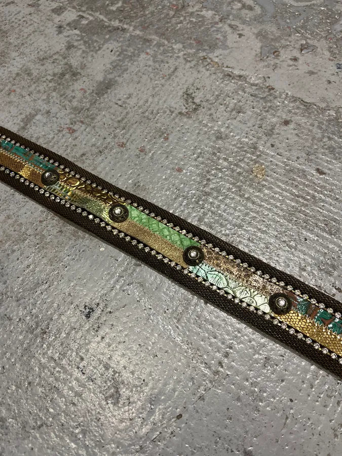 2000s Nanni Metal Green Python Effect Embellished Belt FWhogML 5