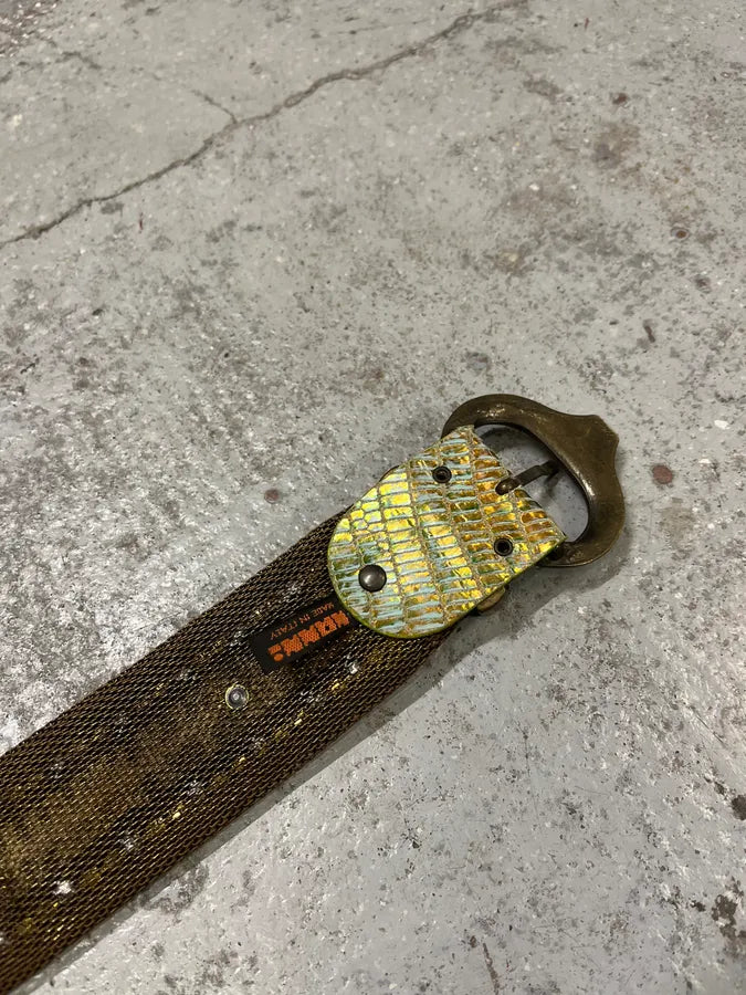 2000s Nanni Metal Green Python Effect Embellished Belt FWhogML 6