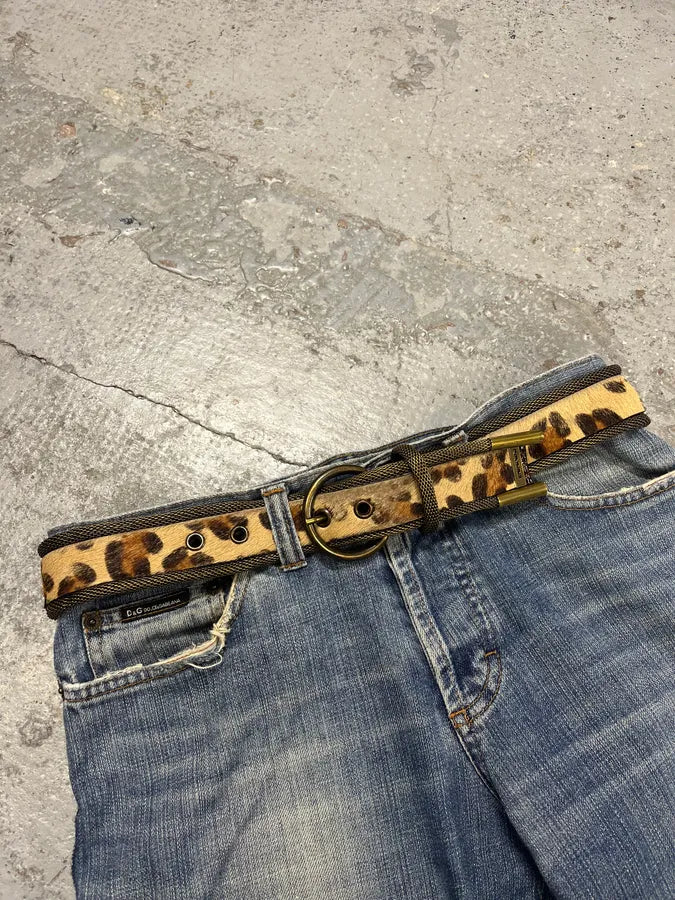 2000s Nanni Metal Leopard Pony Hair Belt ttTEIel 0