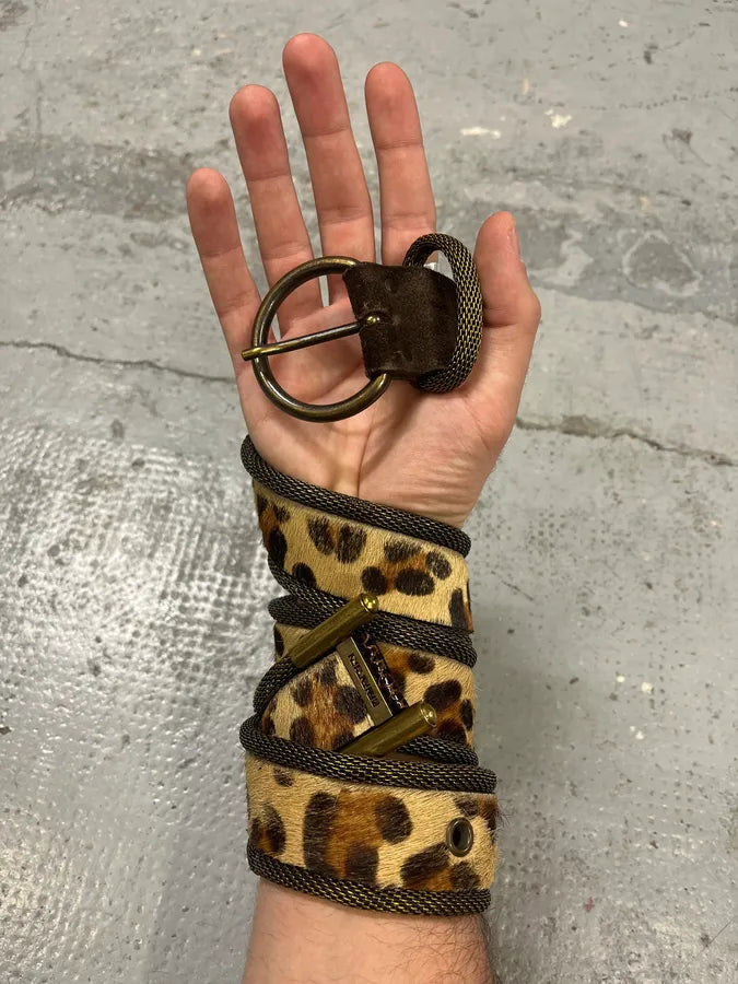 2000s Nanni Metal Leopard Pony Hair Belt ttTEIel 2