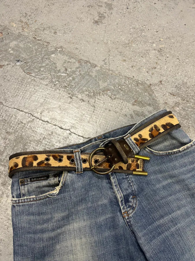 2000s Nanni Metal Leopard Pony Hair Belt ttTEIel 3