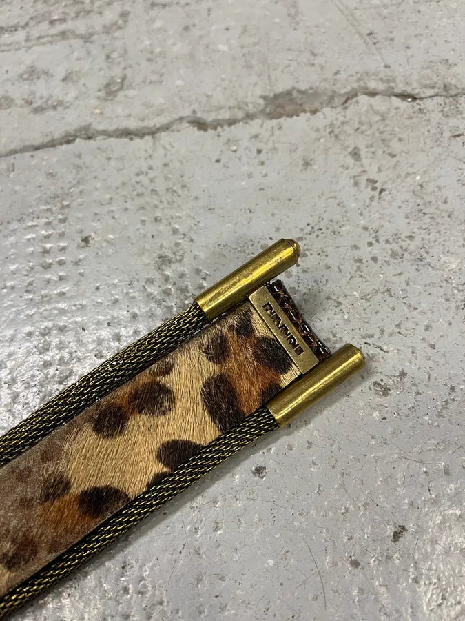 2000s Nanni Metal Leopard Pony Hair Belt ttTEIel 6