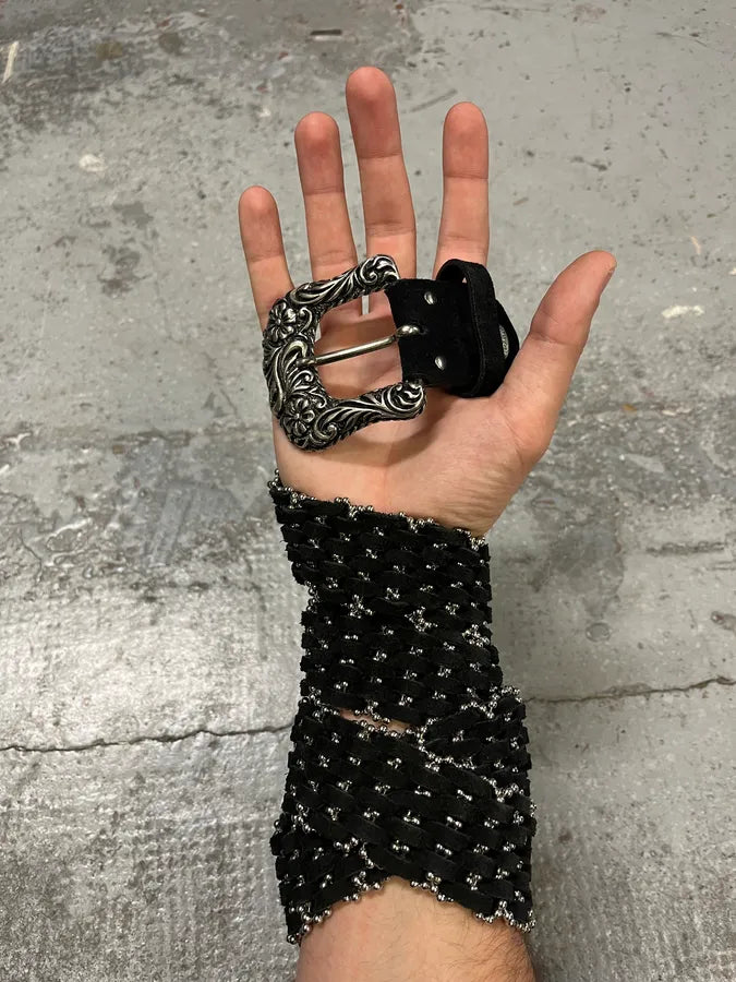 2000s Nanni Studded Black Suede Leather Belt lhIJcEq 0