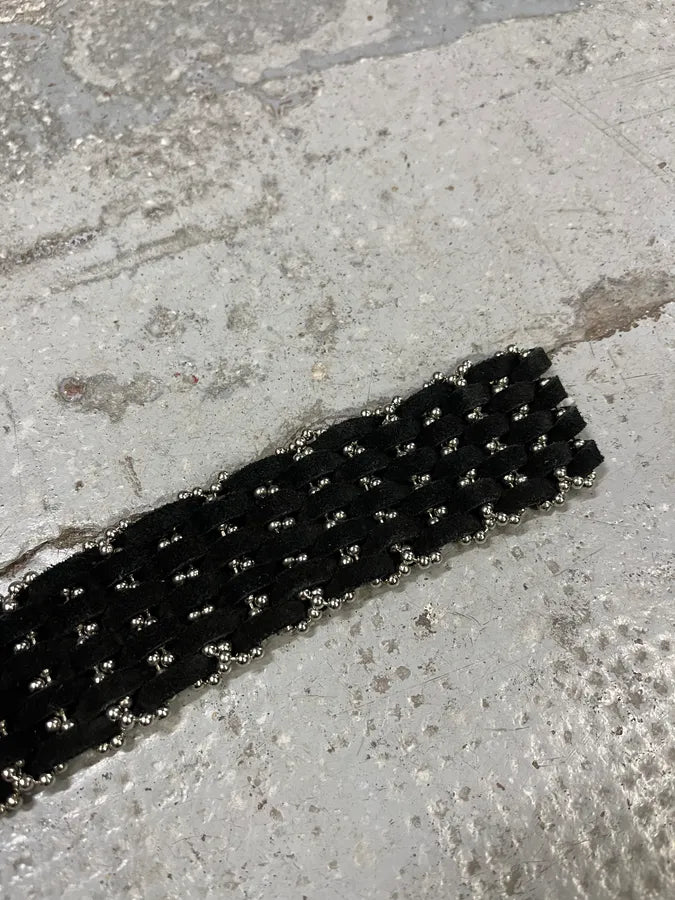 2000s Nanni Studded Black Suede Leather Belt lhIJcEq 6