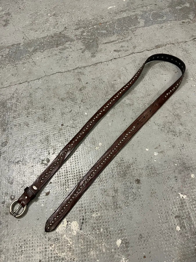 2000s Nanni Studded Brown Leather Belt GNNIjSX 3