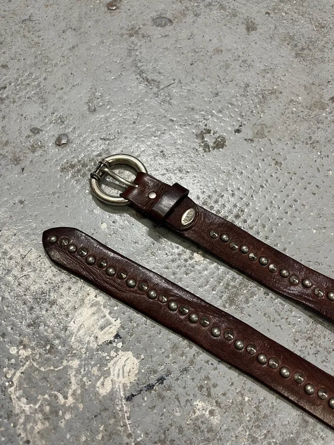 2000s Nanni Studded Brown Leather Belt GNNIjSX 4