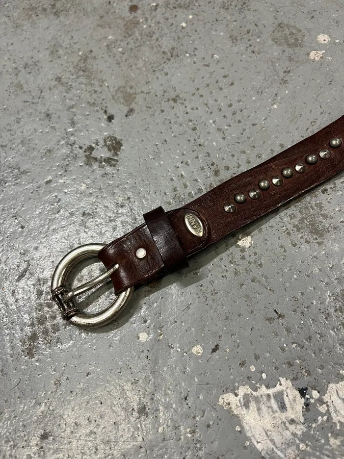 2000s Nanni Studded Brown Leather Belt GNNIjSX 5