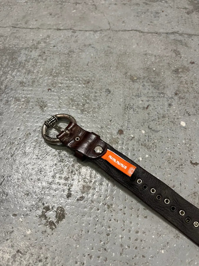 2000s Nanni Studded Brown Leather Belt GNNIjSX 6