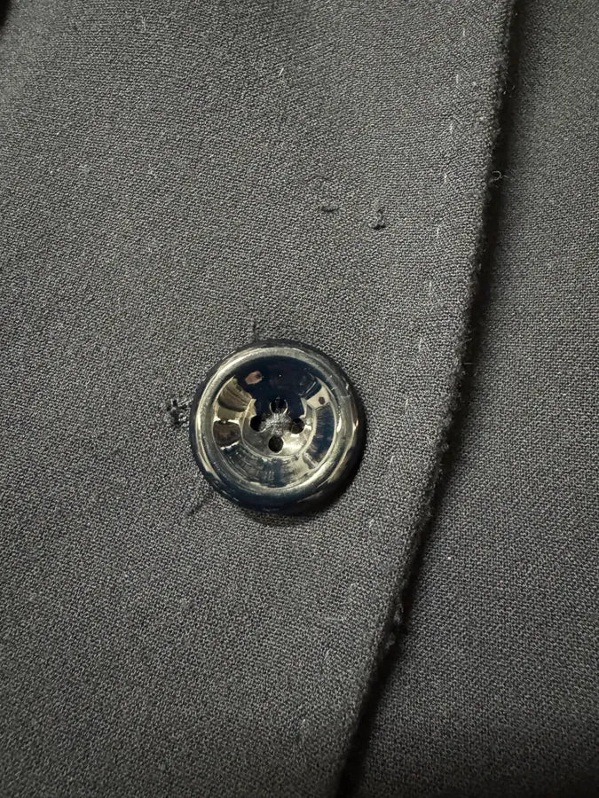 2000s Dolce & Gabbana Navy Fur Collar Sleek Long Jacket (M/L) 4