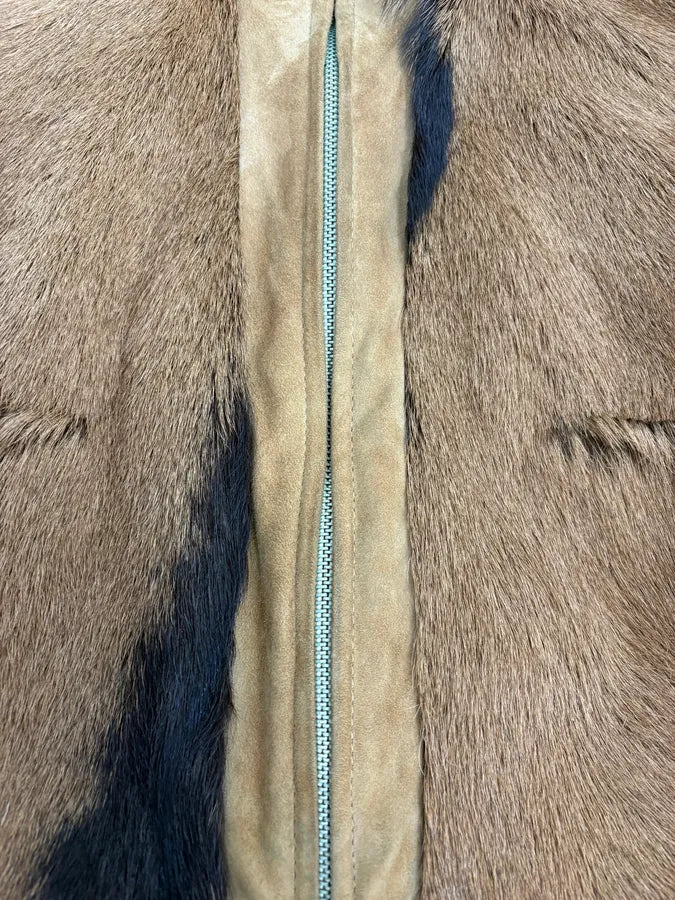 2000s Olivieri Beige Leather Faux Fur Jacket YCVfFzl 7
