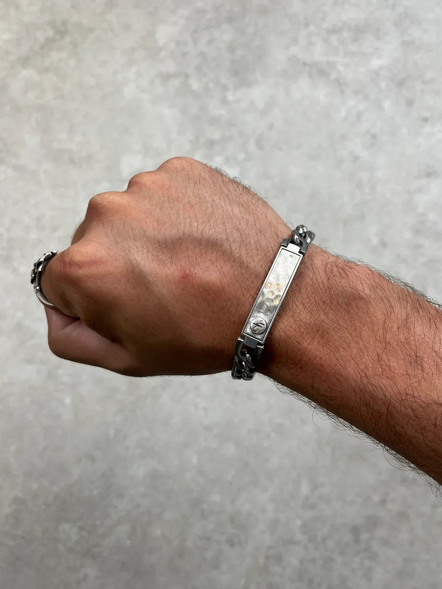 2000s Paciotti Hammered Tag Silver Bracelet LhLCyRW 0