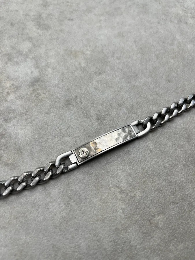 2000s Paciotti Hammered Tag Silver Bracelet LhLCyRW 4