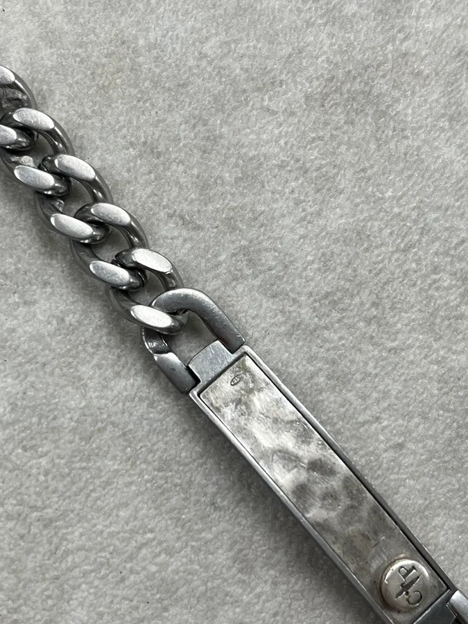 2000s Paciotti Hammered Tag Silver Bracelet LhLCyRW 7