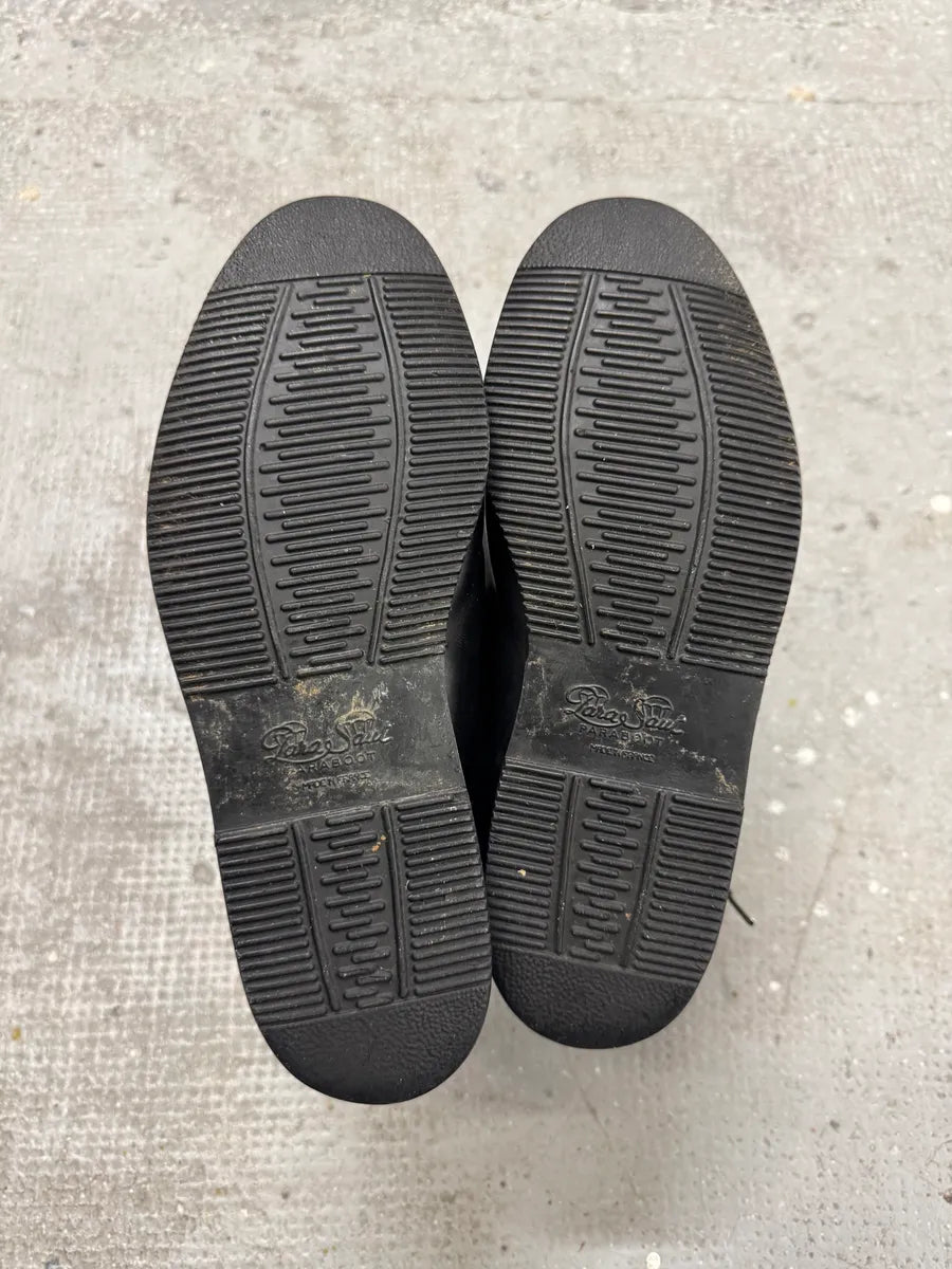 2000s Paraboot Hiking Front Zip Laces Black Leather Boots (42eu/us8.5) 6