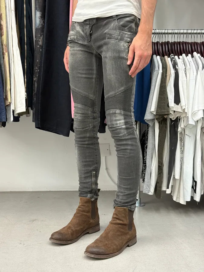 2010s Pierre Balamin Grey Biker Slim Denim Jeans KQWaQKC 2