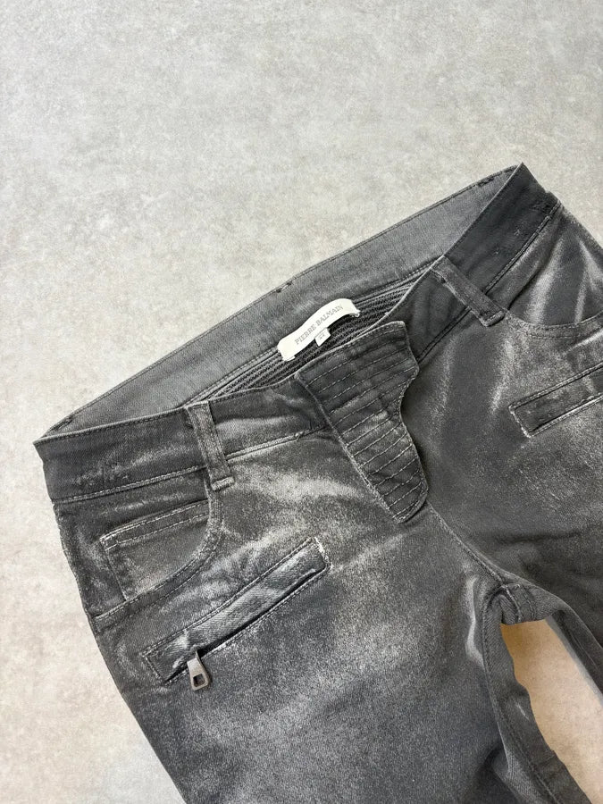 2010s Pierre Balamin Grey Biker Slim Denim Jeans KQWaQKC 5