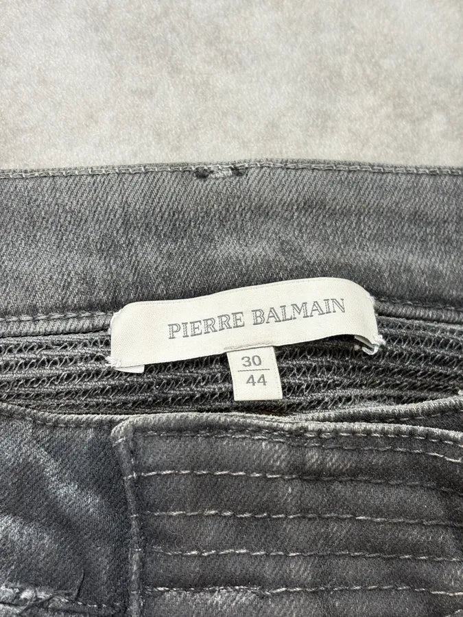 2010s Pierre Balamin Grey Biker Slim Denim Jeans KQWaQKC 8