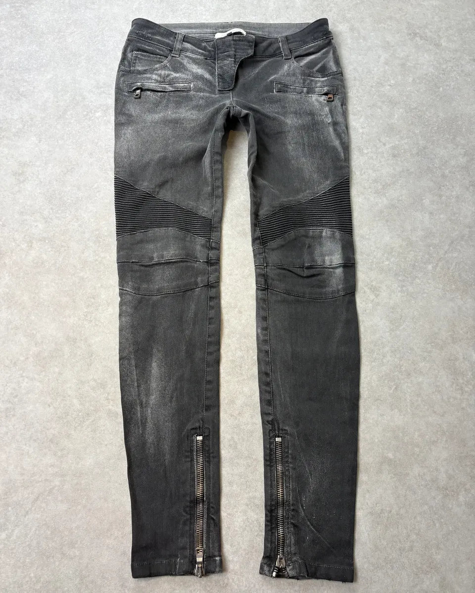 2010s Pierre Balamin Grey Biker Slim Denim Jeans KQWaQKC 0