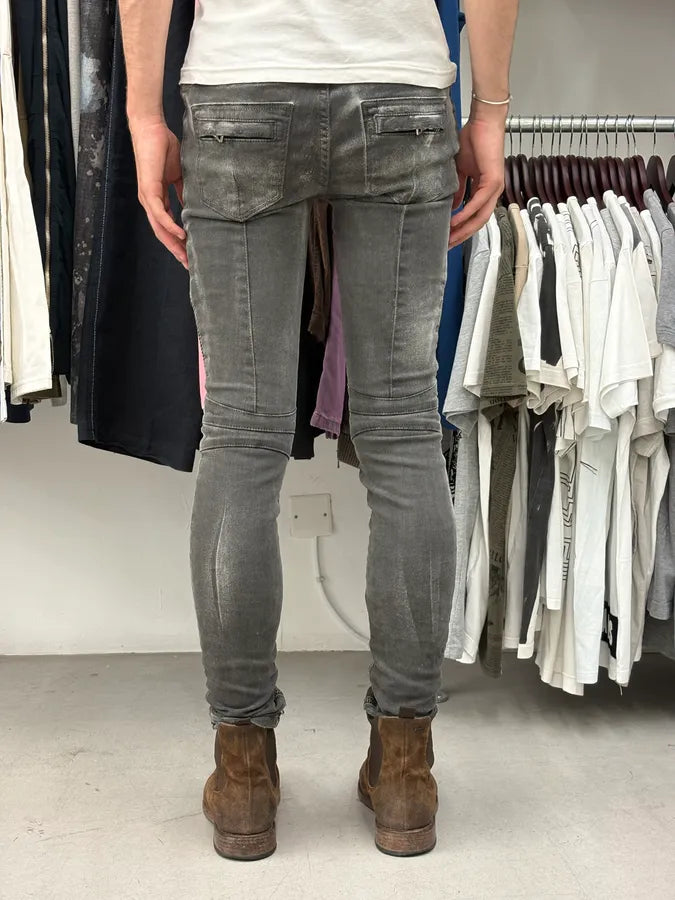 2010s Pierre Balamin Grey Biker Slim Denim Jeans KQWaQKC 3