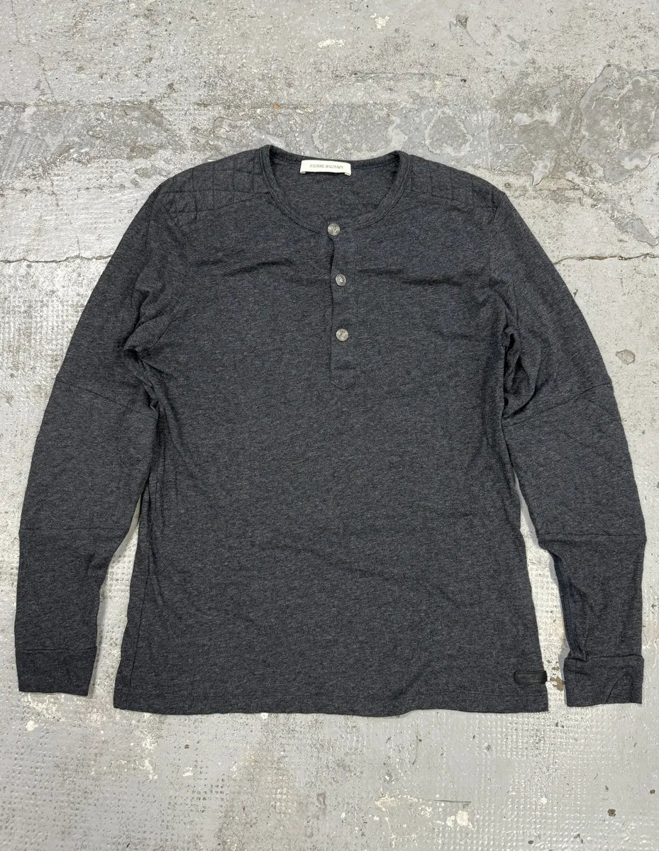 2000s Pierre Balmain Biker Henley Grey Longsleeves mdlnTRY 0