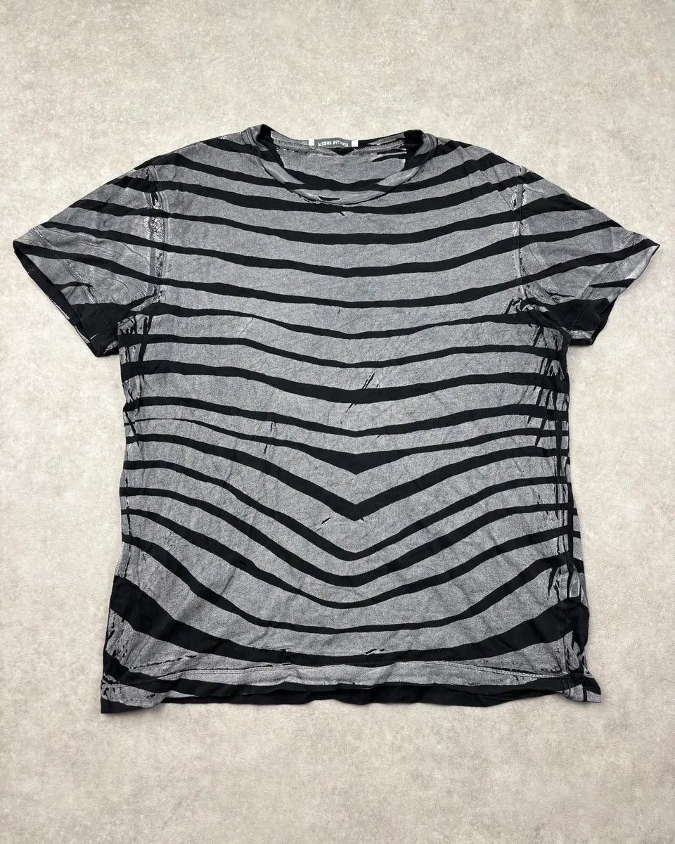 SS2012 Pierre Balmain Black & Grey Striped Zebra T-Shirt OukqPON 0