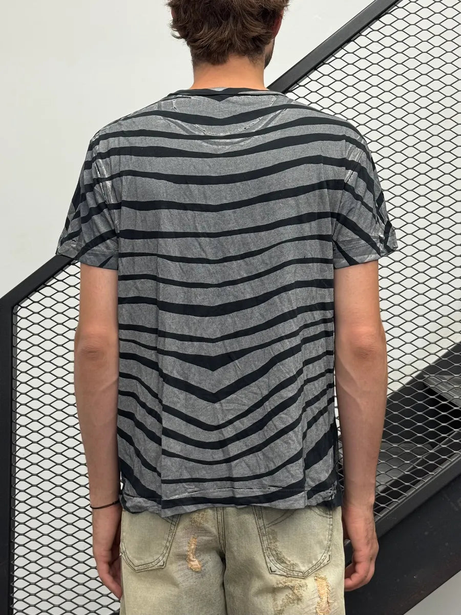SS2012 Pierre Balmain Black & Grey Striped Zebra T-Shirt OukqPON 2