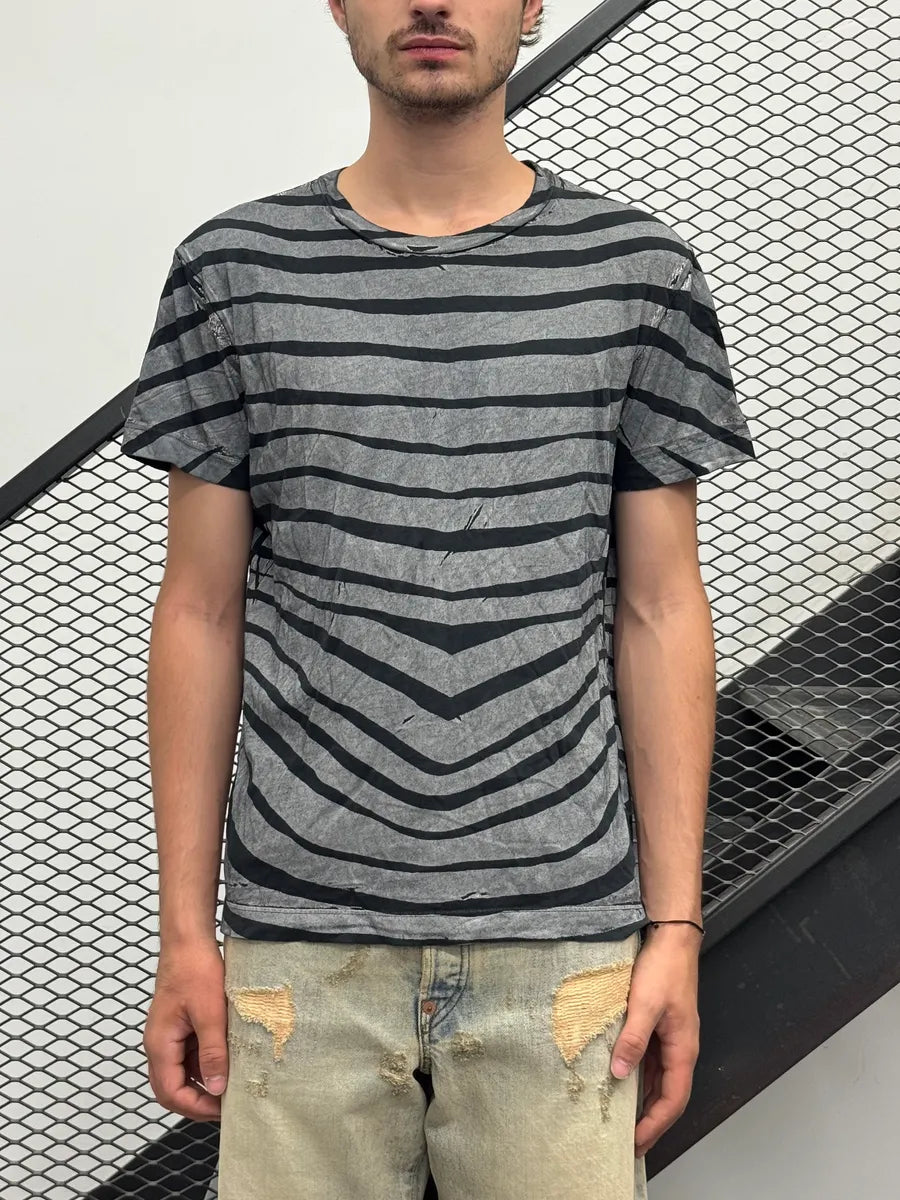 SS2012 Pierre Balmain Black & Grey Striped Zebra T-Shirt OukqPON 1