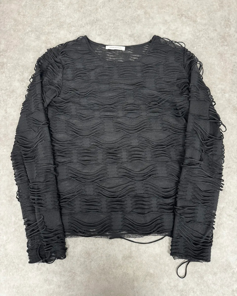 2000s Pierre Balmain Black Layered Distressed Longsleeves Top VwZHDlA 0