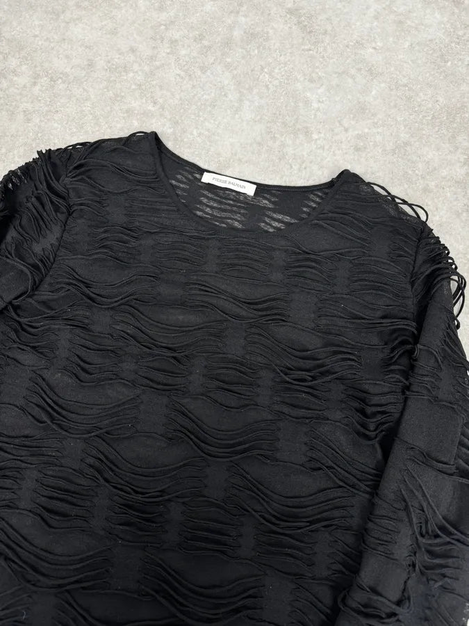 2000s Pierre Balmain Black Layered Distressed Longsleeves Top VwZHDlA 4