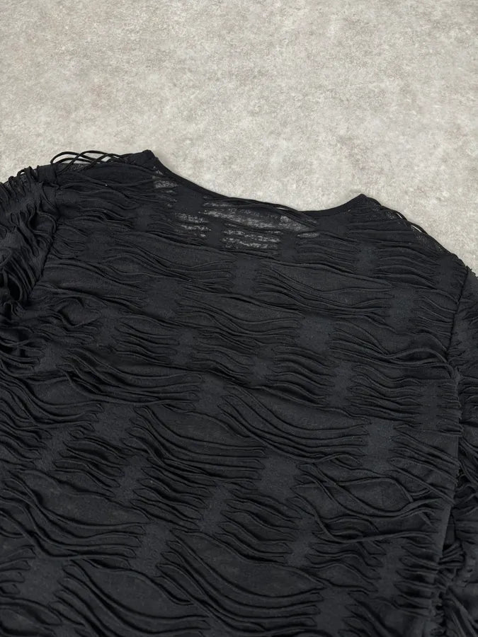 2000s Pierre Balmain Black Layered Distressed Longsleeves Top VwZHDlA 5
