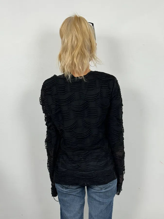 2000s Pierre Balmain Black Layered Distressed Longsleeves Top VwZHDlA 2