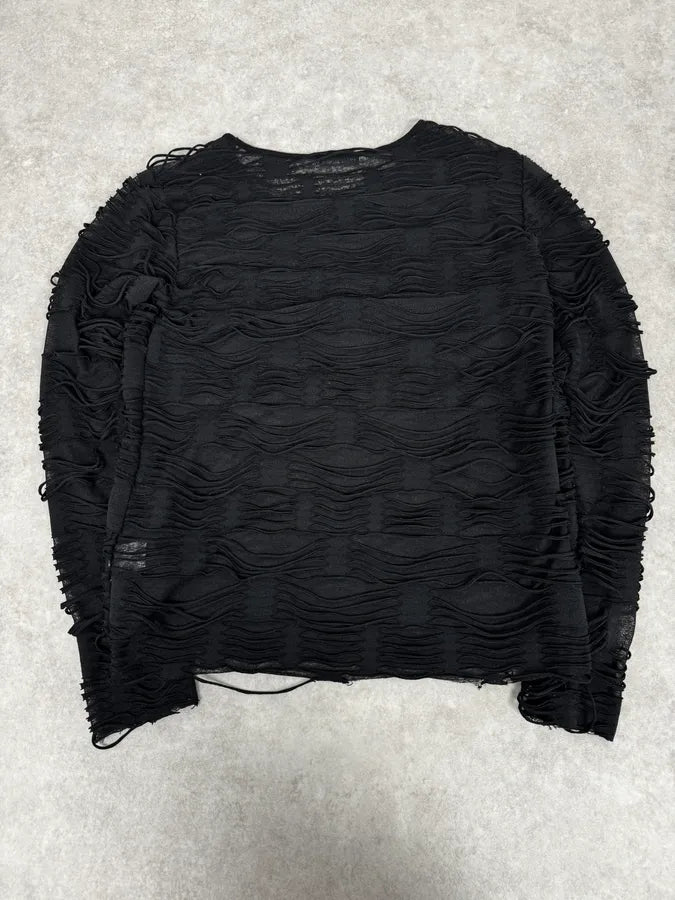 2000s Pierre Balmain Black Layered Distressed Longsleeves Top VwZHDlA 3