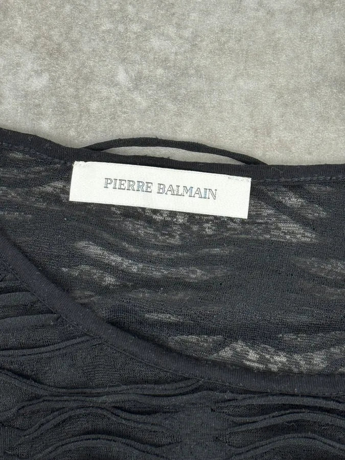 2000s Pierre Balmain Black Layered Distressed Longsleeves Top VwZHDlA 8