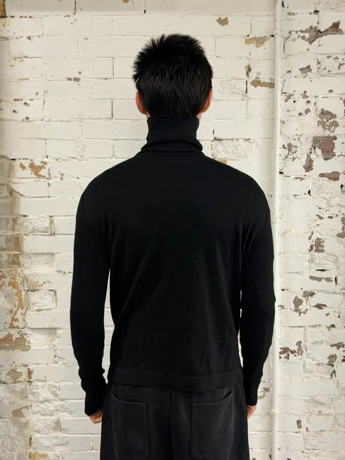 2000s Pierre Balmain Black Wool Multi Pockets Turtleneck coaDSIN 1