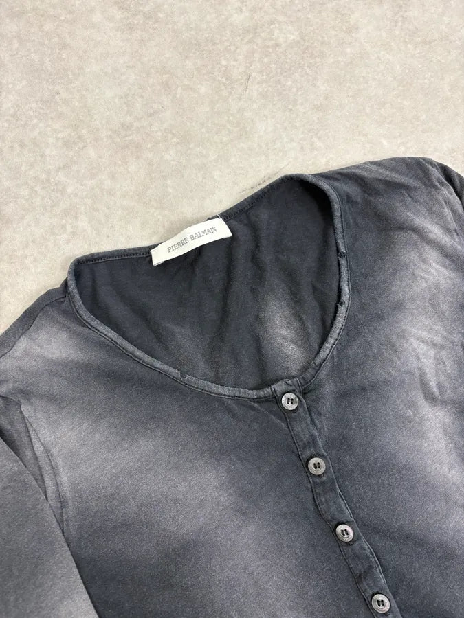 2000s Pierre Balmain Faded Brut Grey Henley Longsleeve XVSnsuz 4