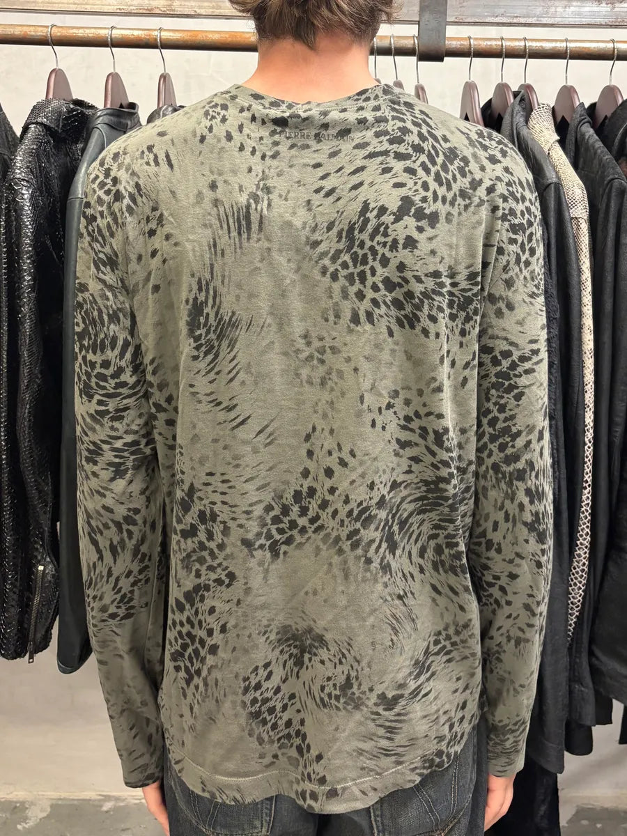 2000s Pierre Balmain Green Leopard Fury Effect Longsleeves (M) aPfjEgw 2