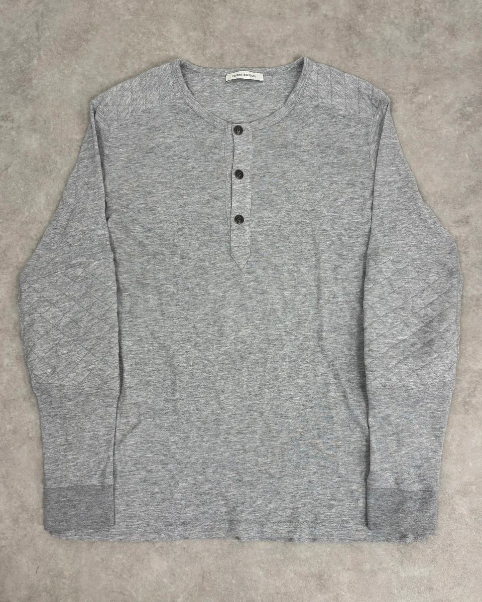 2010s Pierre Balmain Grey Quilted Henley Longsleeve iPNlRyh 0