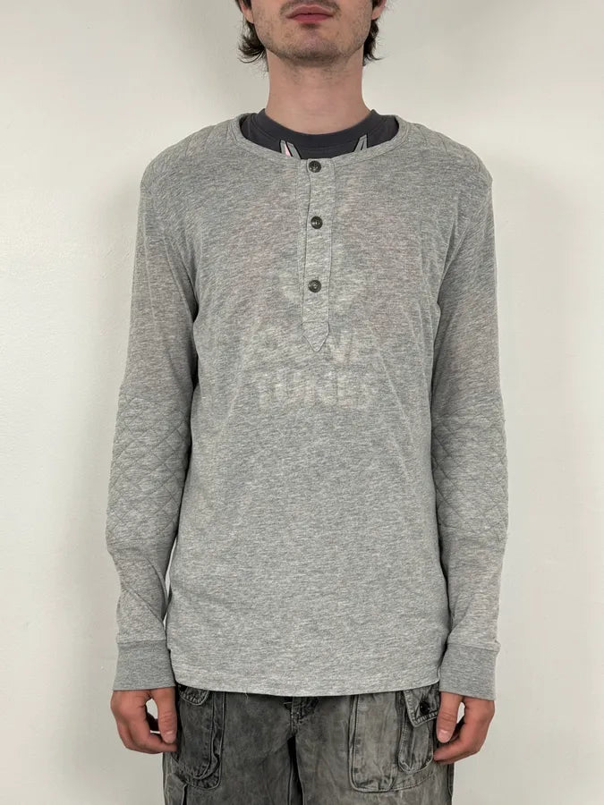 2010s Pierre Balmain Grey Quilted Henley Longsleeve iPNlRyh 1