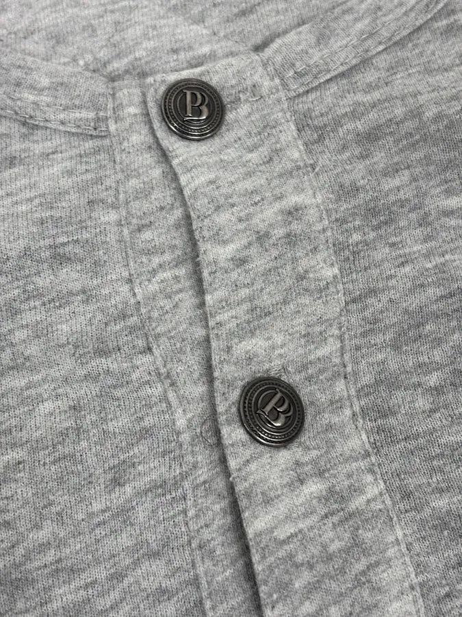 2010s Pierre Balmain Grey Quilted Henley Longsleeve iPNlRyh 7