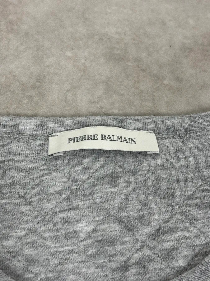 2010s Pierre Balmain Grey Quilted Henley Longsleeve iPNlRyh 9