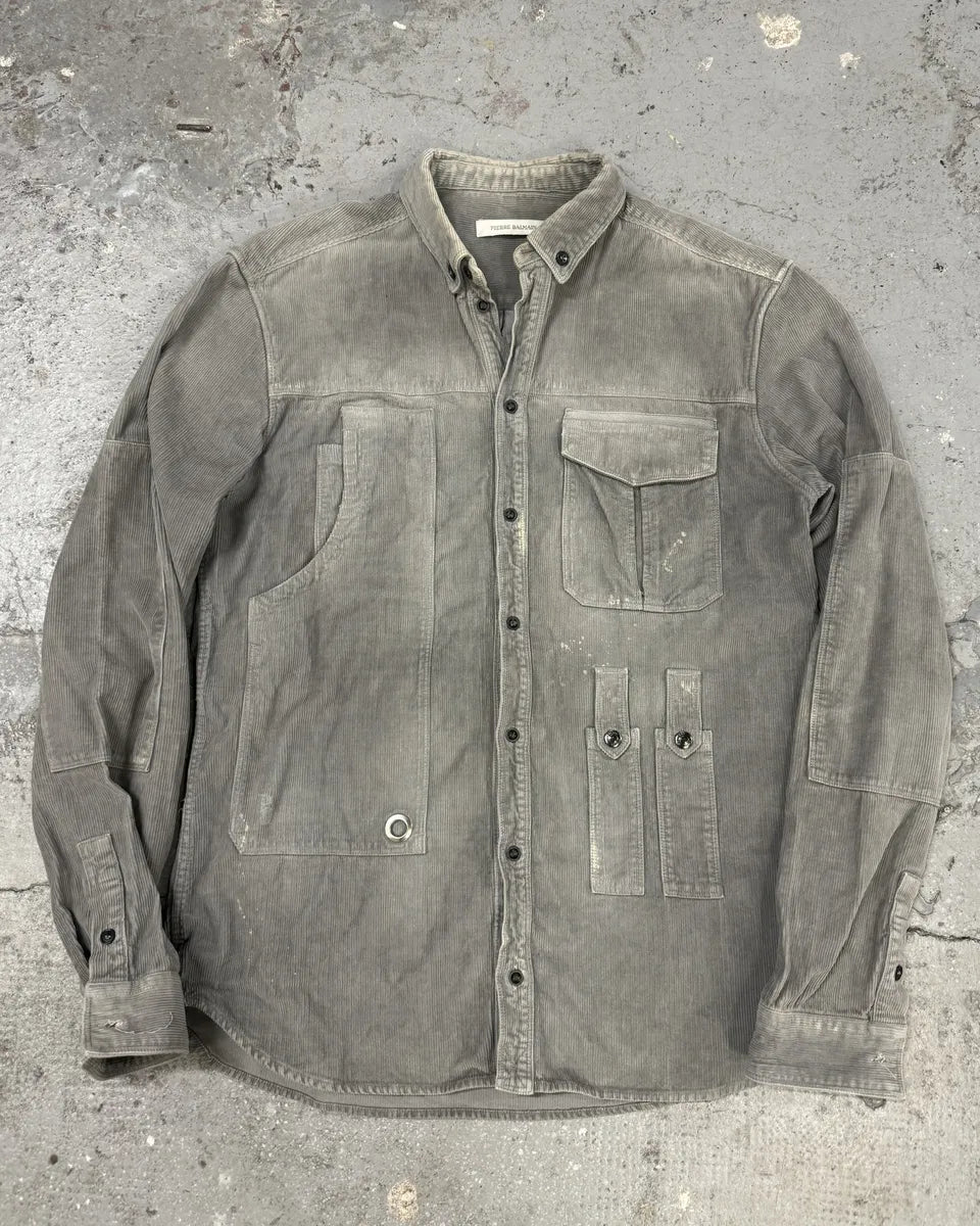 2000s Pierre Balmain Multi Pockets Utility Velvet Shirt (M) 0