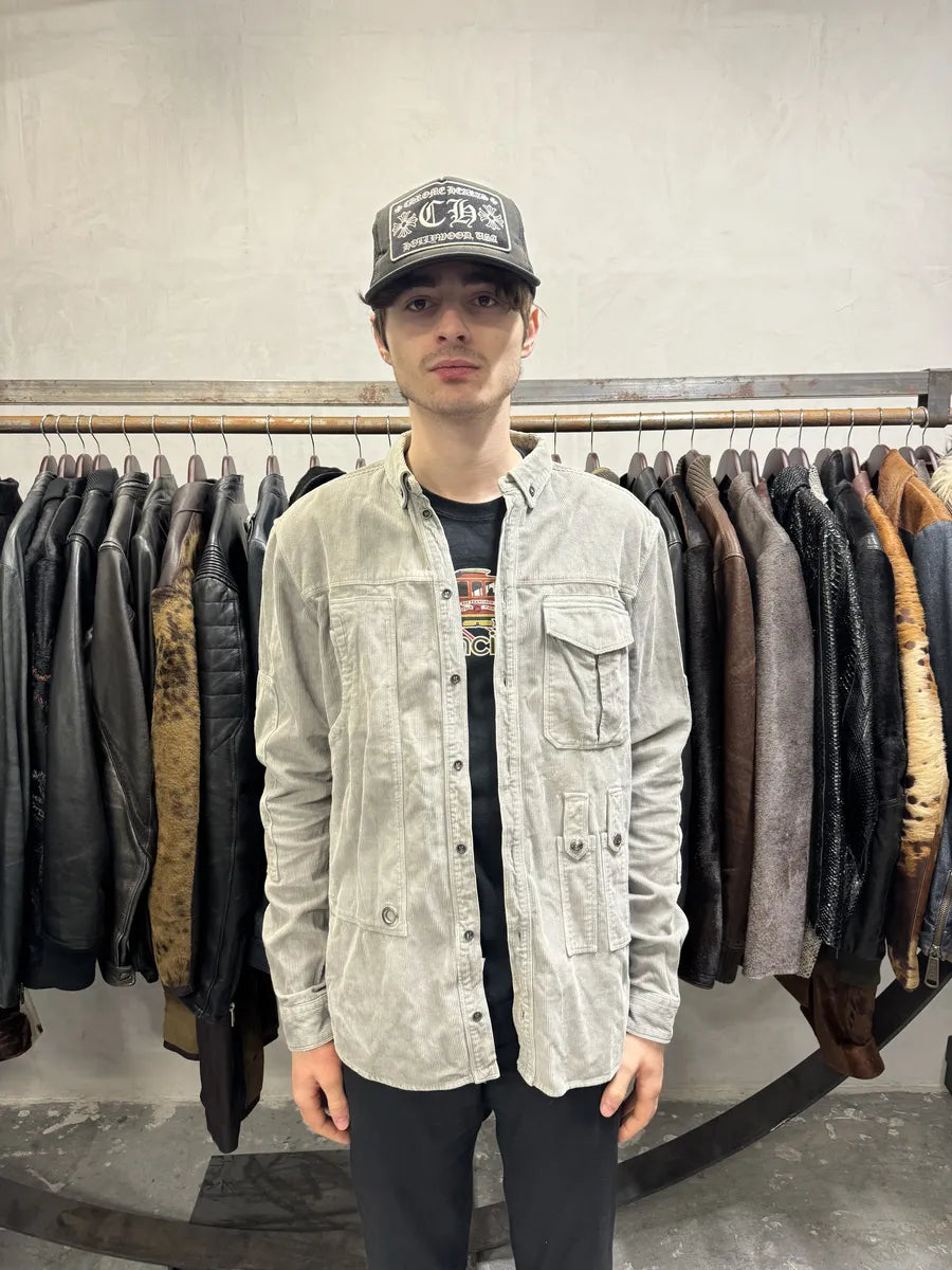2000s Pierre Balmain Multi Pockets Utility Velvet Shirt (M) 2