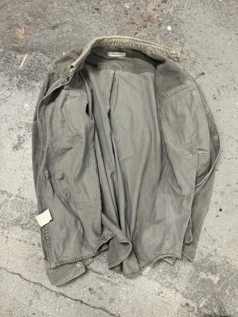 2000s Pierre Balmain Multi Pockets Utility Velvet Shirt (M) 6